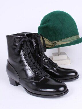Vintage style everyday leather boots (Black) Britta